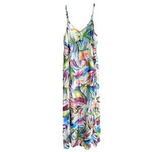 Julia Jordan Tropical Print Tiered Chiffon Maxi Dress | Sz S, Multi Floral New